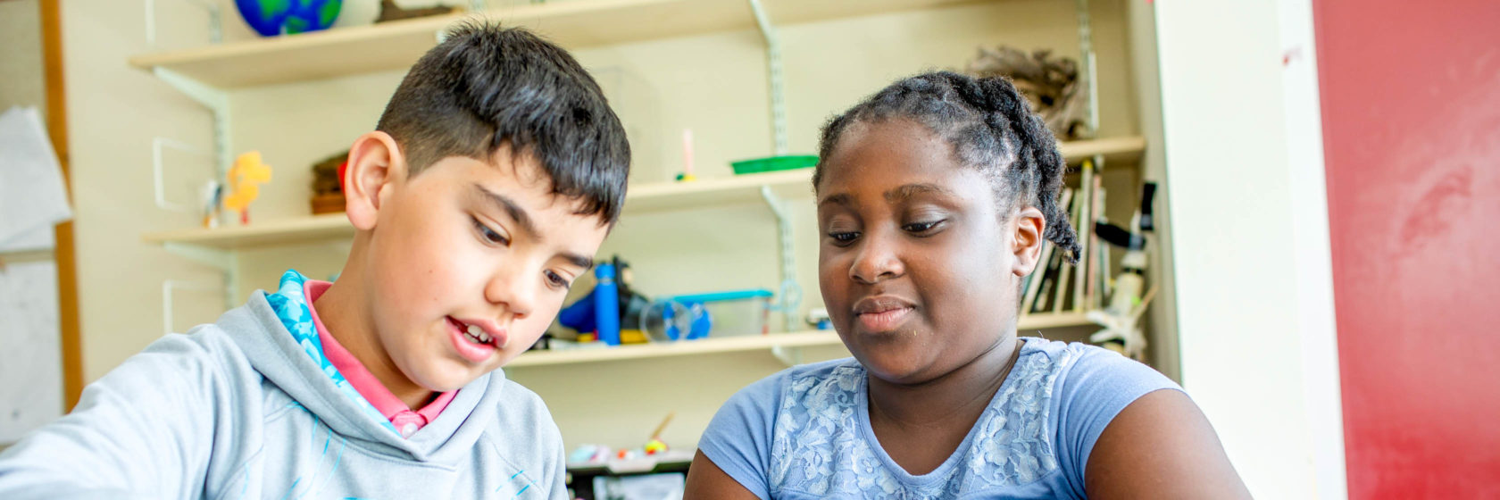 Students working on a project together